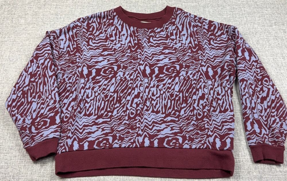 Madewell Womens M Oversized Abstract Animal Print Crewneck Sweatshirt Cotton